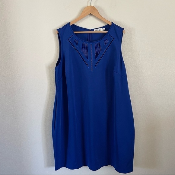 Eliza J 24W Sheath Dress Front Cutout Sleeveless Cobalt Blue Size - Picture 1 of 10